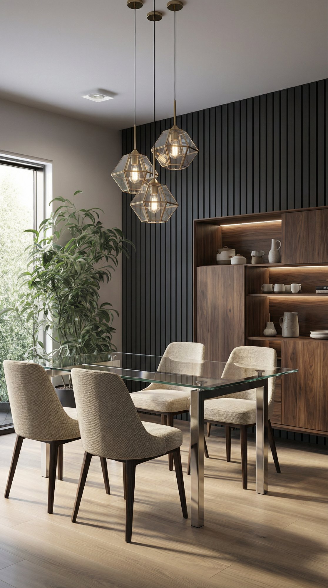 Dining Room — Black Slatted Wall