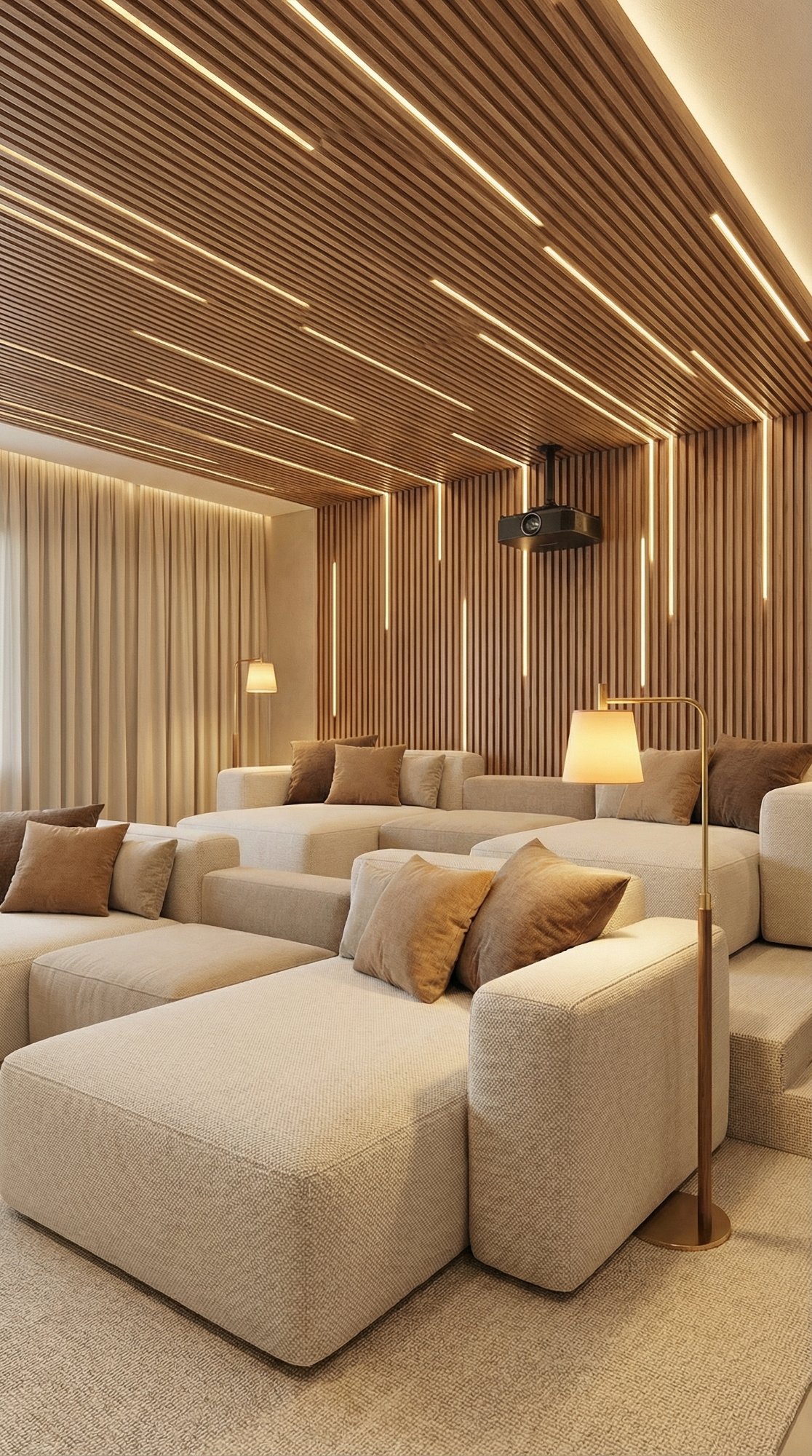 Home Theater — Wood Ceiling & Walls