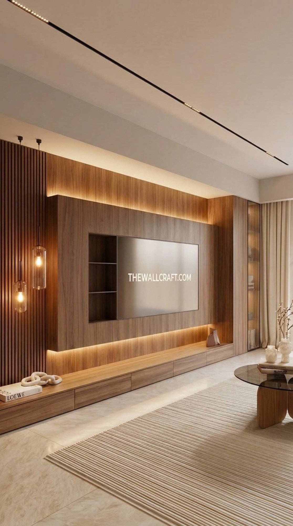 TV Wall — Warm Wood Unit