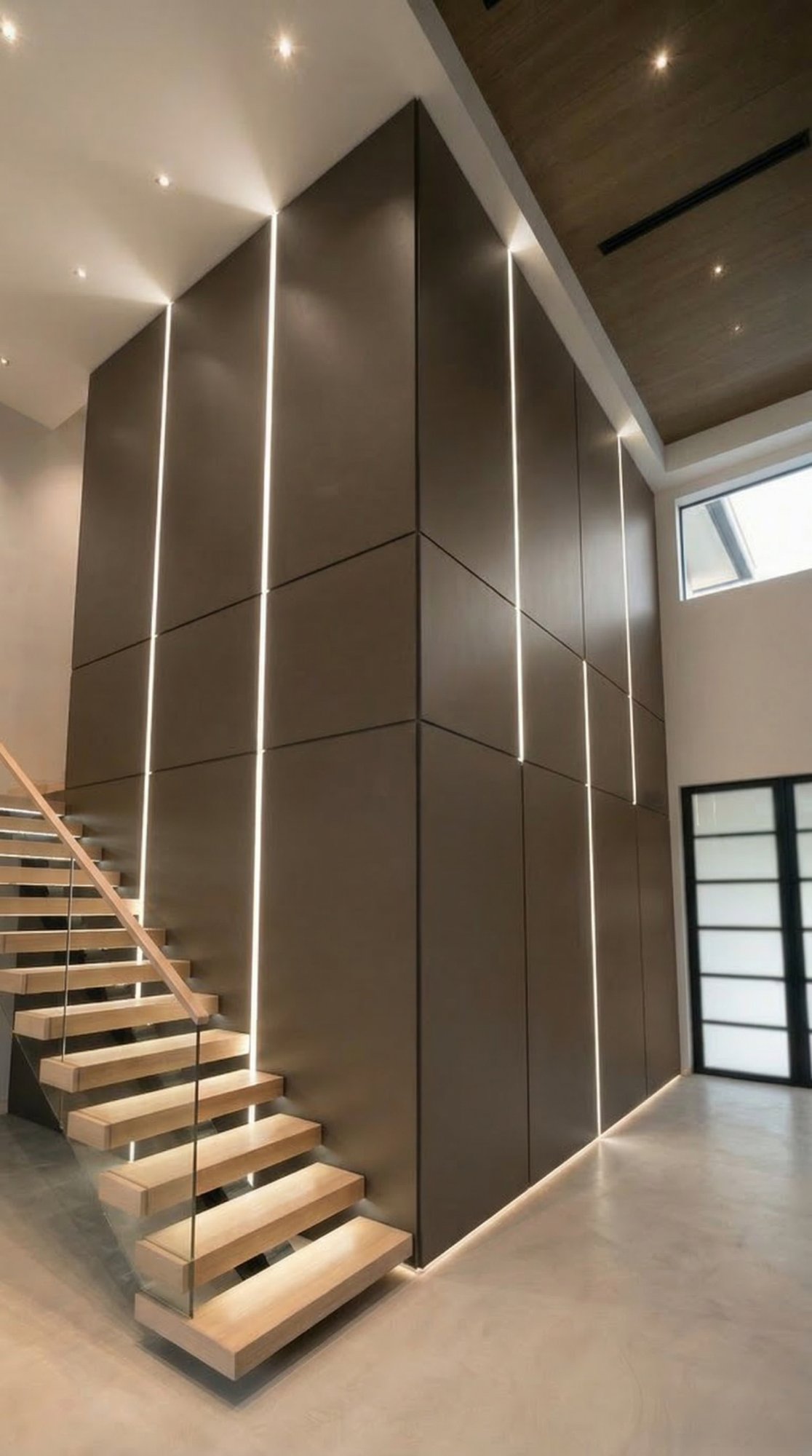 Staircase — Dark Panels & LED