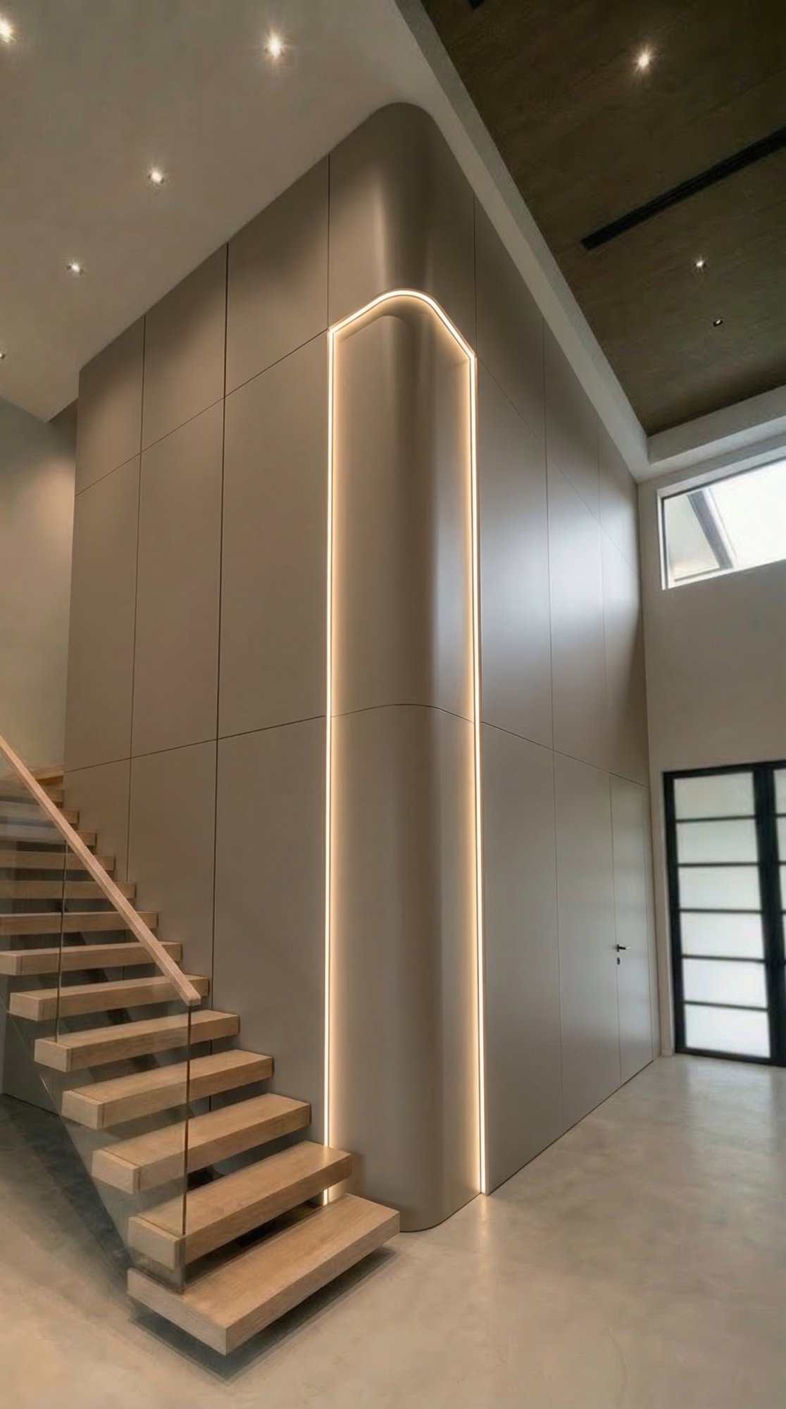 Staircase — Curved Grey Wall